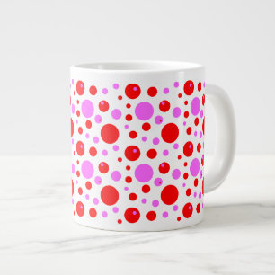 Taza De Café Gigante Círculos y lunares rosados y rojos