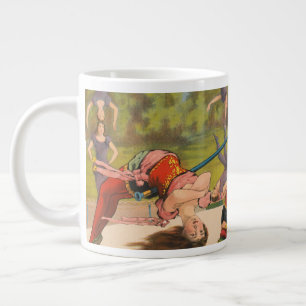 Taza De Café Gigante Circus Poster Mostrando Actos Acrobáticos, Circa 1