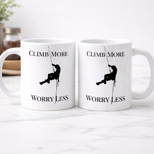 Taza De Café Gigante Cita de escalada 'Escala más, preocúpate menos'