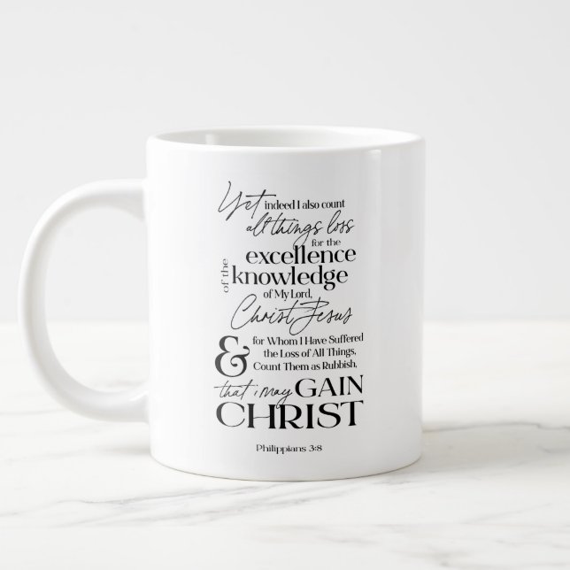 Taza De Café Gigante Cita de Escritura Bíblica Cristiana (Izquierda)