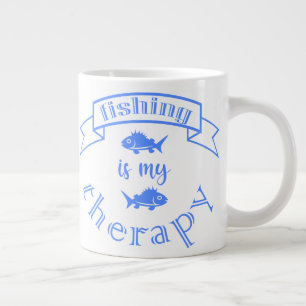 Taza De Café Gigante Cita de la bandera Pesca es mi terapia