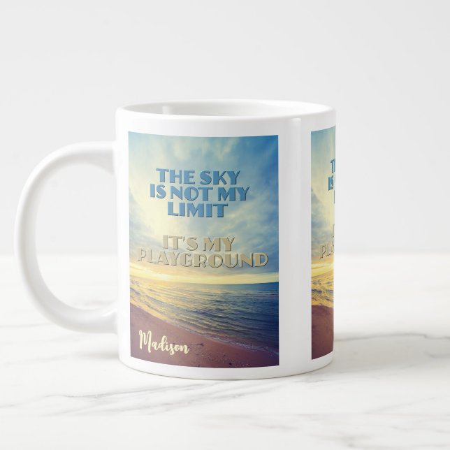 Taza De Café Gigante Cita de Sky de nombre personalizado (Izquierda)