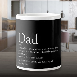 Taza De Café Gigante Cita divertida de definición de papá: blanco y neg