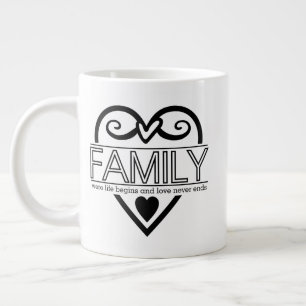 Taza De Café Gigante Cita familiar - "Donde la vida empieza y el amor n