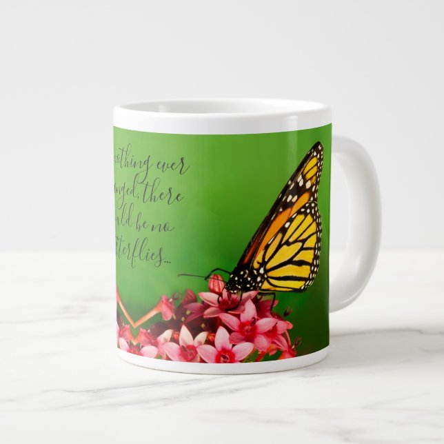 Taza De Café Gigante Cita:  Fotografía floral de mariposa monarca (Derecha)