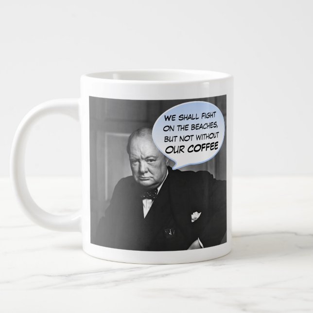 Taza De Café Gigante Cita humorística del café de Winston Churchill (Izquierda)