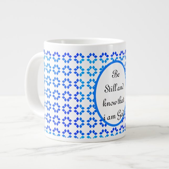 Taza De Café Gigante Cita Inspiradora azul y blanca (Izquierda)