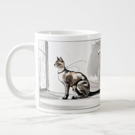 Taza De Café Gigante City Cat Looking Stylish Minimalist Art