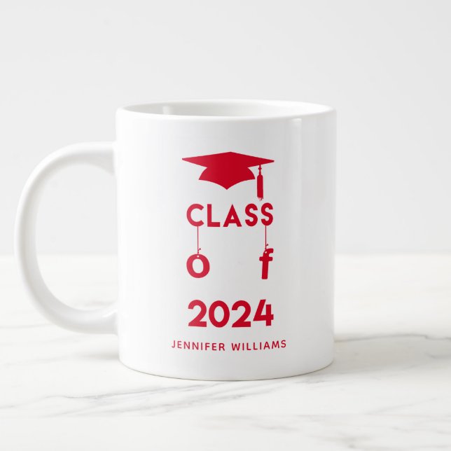 Taza De Café Gigante Clase de 2024 - Graduación roja (Izquierda)