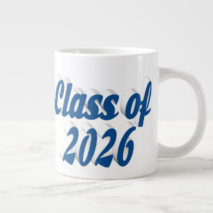 Taza De Café Gigante Clase de 2026 graduación con texto azul