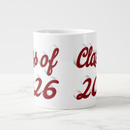 Taza De Café Gigante Clase de 2026 graduación en letra roja