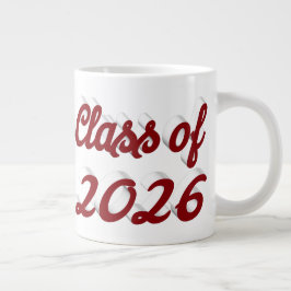 Taza De Café Gigante Clase de 2026 graduación en letra roja