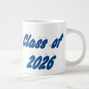 Taza De Café Gigante Clase de 2026 tipografía azul graduación