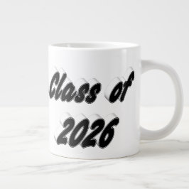 Taza De Café Gigante Clase de 2026 tipografía negra graduación
