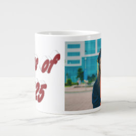 Taza De Café Gigante Clase de la foto de grad de tipografía borgoña de 