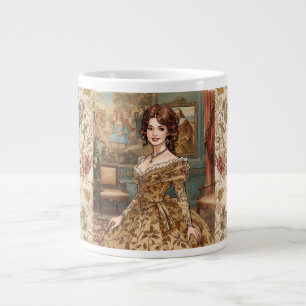 Taza De Café Gigante Clásica, bella dama, encanto victoriano