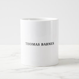 Taza De Café Gigante Clásico Blanco Minimalista Plata elegante