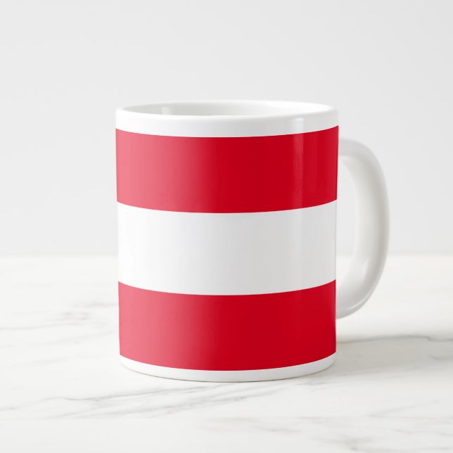 Taza De Café Gigante Clásico Brillante Rojo Blanco Ancho Bandas Náutica (Derecha)