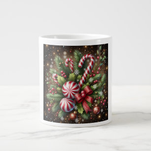 Taza De Café Gigante Clásico caramelo de Navidad/verde menta de Navidad