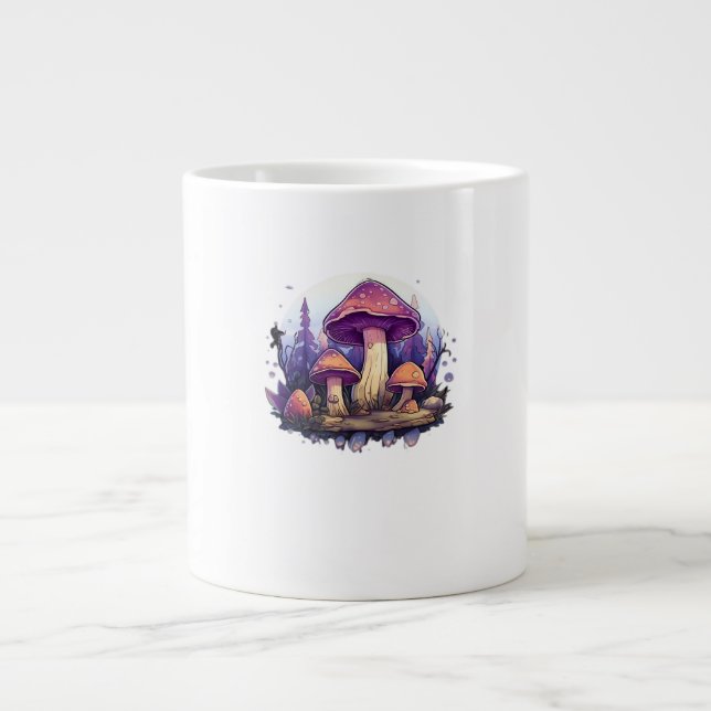 Taza De Café Gigante Clásico De Hongos Y Cristales De Whimsigoth (Frente)