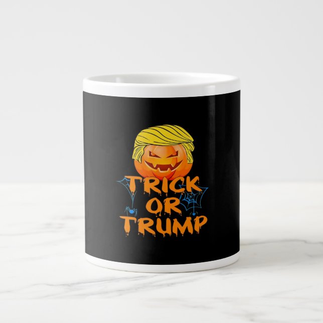 Taza De Café Gigante Clásico de Trumpkin de Halloween (Frente)