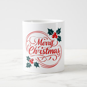 Taza De Café Gigante Clásico Merry Christmas Holerry Holiday Art