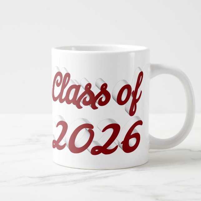 Taza De Café Gigante Class of 2026 burgundy script graduation (Derecha)