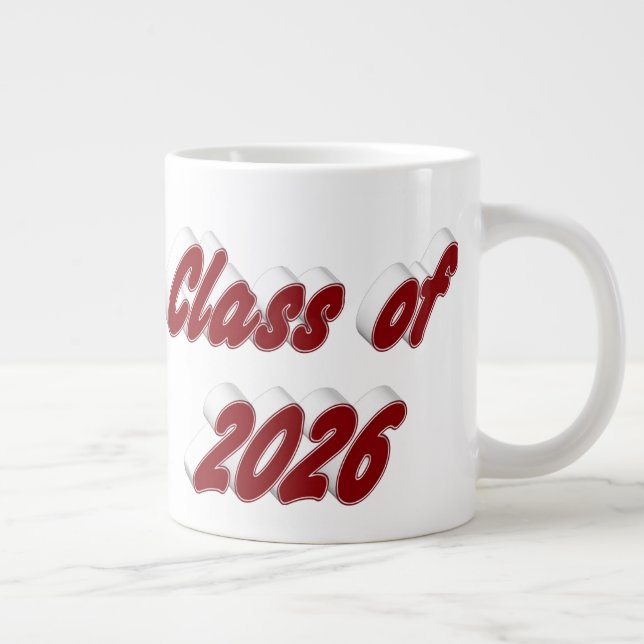 Taza De Café Gigante Class of 2026 burgundy typography graduation (Derecha)
