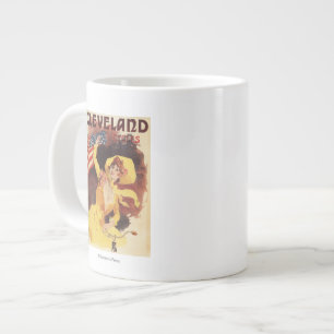 Taza De Café Gigante Cleveland monta en bicicleta al chica americano en