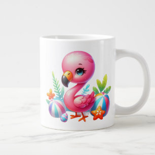 Taza De Café Gigante Clipart de dibujos animados de flamenco acuarela