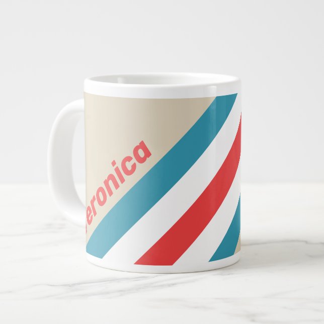 Taza De Café Gigante Cloud Chaser Stripes with Name (Izquierda)