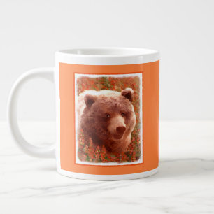 Taza De Café Gigante Club de oso pardo en pintura de marihuana de fuego
