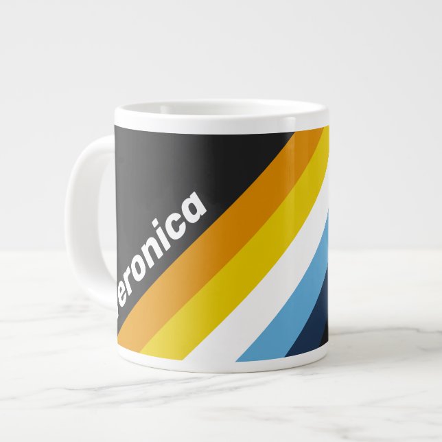 Taza De Café Gigante Coal Nightfall Stripes with Name (Izquierda)