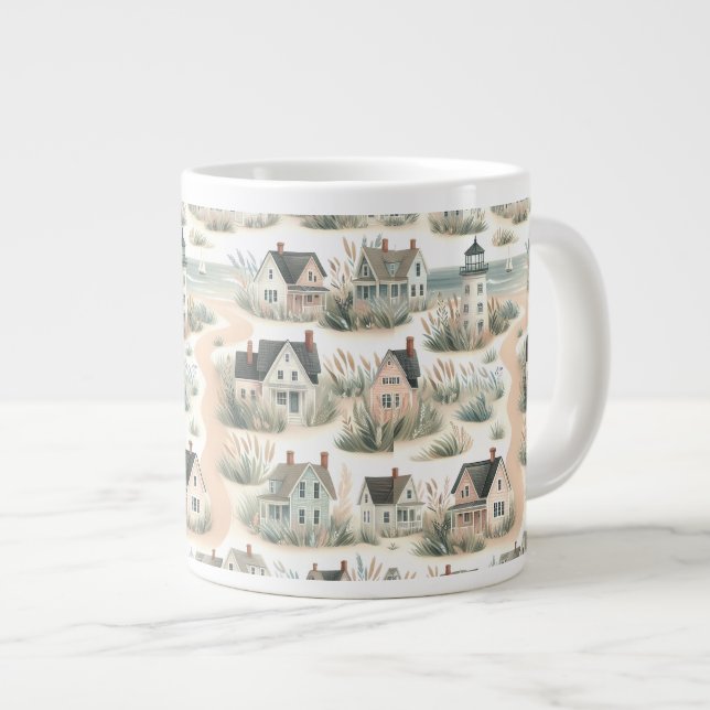 Taza De Café Gigante Coastal Cottage Lighthouse Pattern (Derecha)