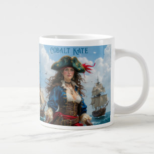 Taza De Café Gigante Cobalt Kate - Capitana pirata femenina de alto con
