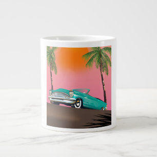 Taza De Café Gigante Coche Clásico Antiguo en el Paraíso