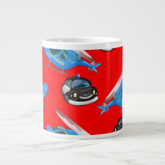 Taza De Café Gigante Coche y helicóptero de la policía