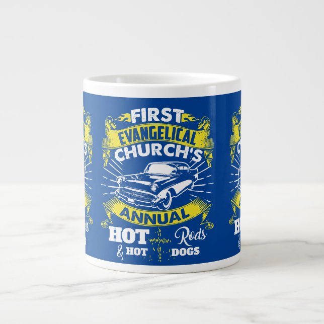 Taza De Café Gigante Coches de carreras y perritos calientes de FEC (Frente)