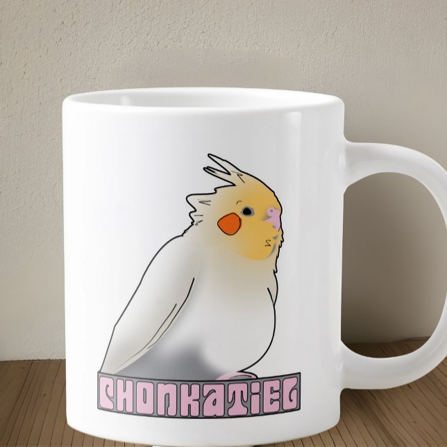 Taza De Café Gigante Cockatiel Funny Chonky Mascota Belly Redondo (Funny cockatiel mug
)