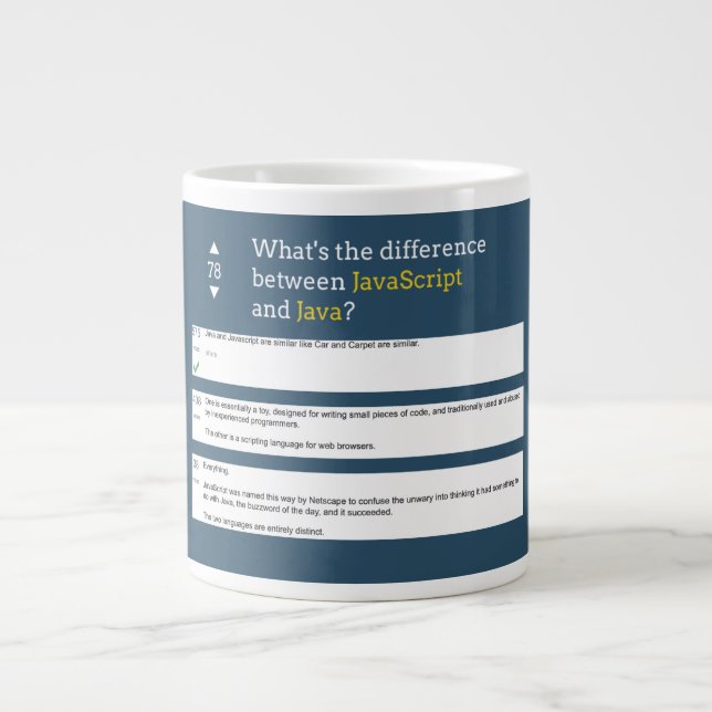 Taza De Café Gigante Codificación: Javascript vs Java (Frente)