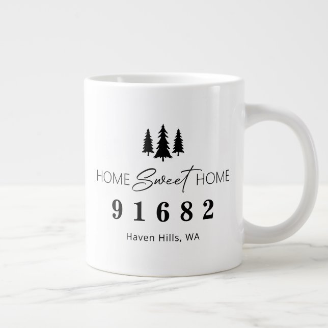 Taza De Café Gigante Código postal personalizado del hogar dulce (Derecha)