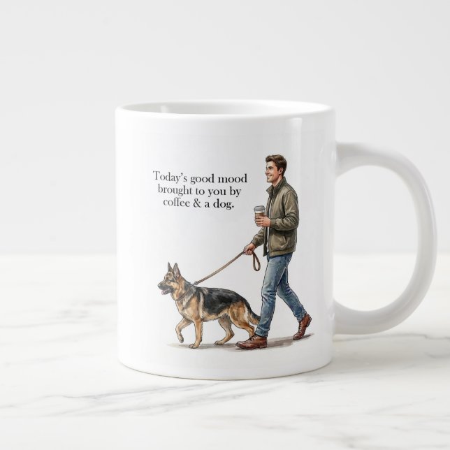Taza De Café Gigante Coffee & a Shepherd Start the Day Right (Derecha)