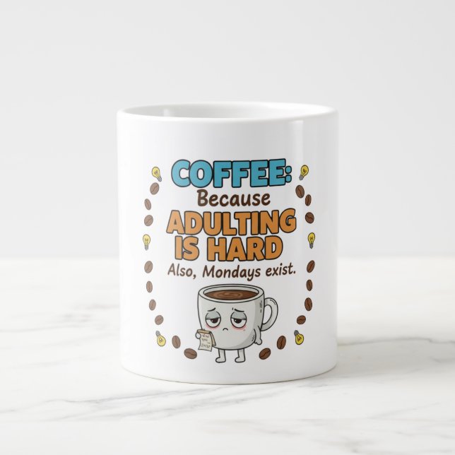 Taza De Café Gigante Coffee Because Adulting is Hard (Frente)