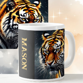 Taza De Café Gigante Coffee de regalo de nombre personalizado de tigre 