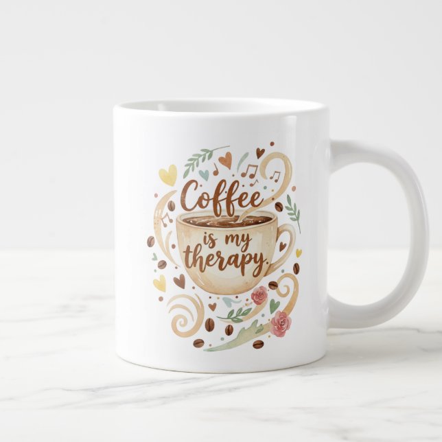 Taza De Café Gigante Coffee Is My Therapy 20oz  (Derecha)