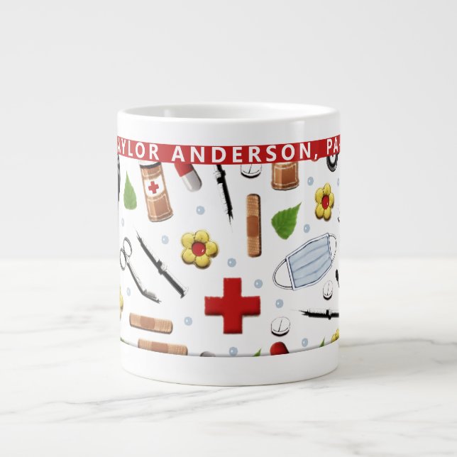 Taza De Café Gigante Coffee Mug, asistente médico personalizado (Frente)
