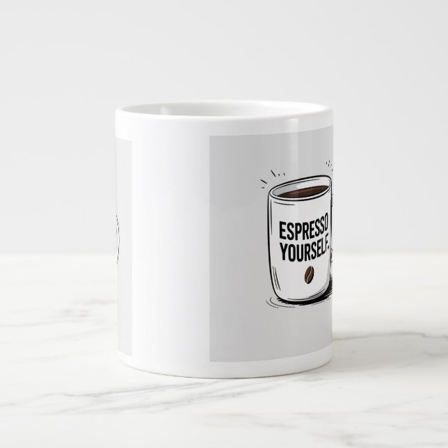 Taza De Café Gigante Coffee Mug divertida - Cita "Espresso tú mismo" -  (Frente)