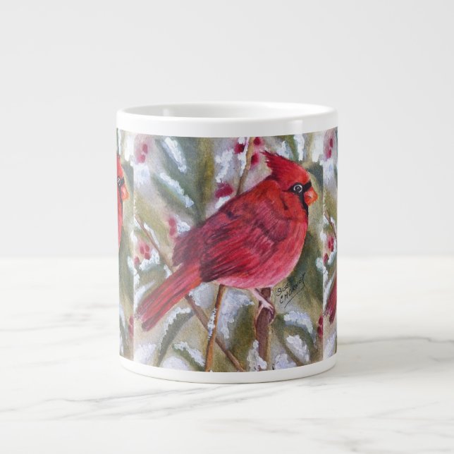 Taza De Café Gigante Coffee Mug, el Cardenal Rojo y pacífico (Frente)
