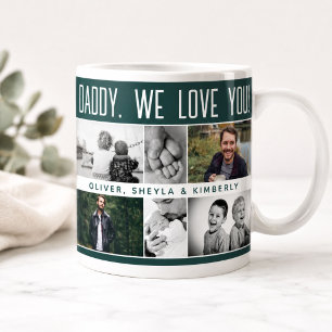 Taza De Café Gigante Colage de fotos de padre con hijos y familia