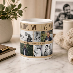 Taza De Café Gigante Colage de fotos de padre con hijos y familia